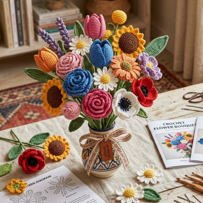 Crochet Flower Bouquet Pattern PDF – Easy Crochet Flower Patterns & Bouquet Tutorial